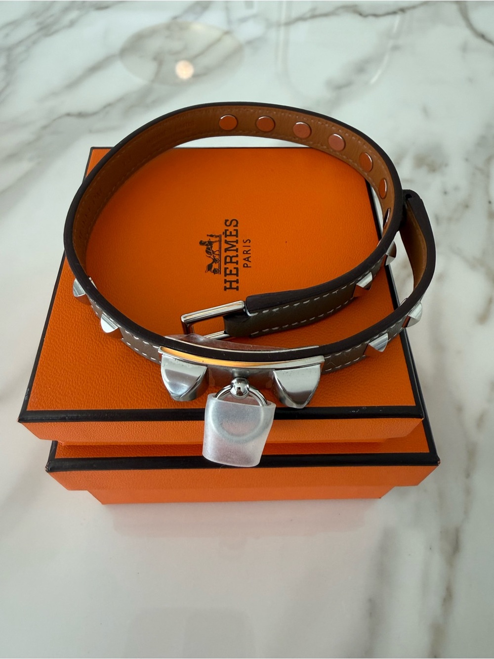 Hermes rival double tour bracelet with studs
